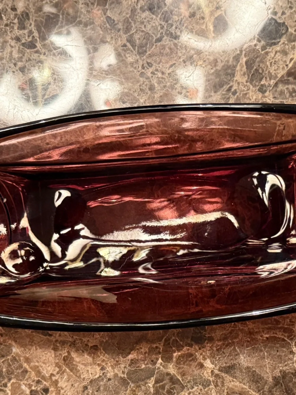 Vintage Hazel Atlas Moroccan Amethyst Glass Tray Colony Pattern Square Base MCM